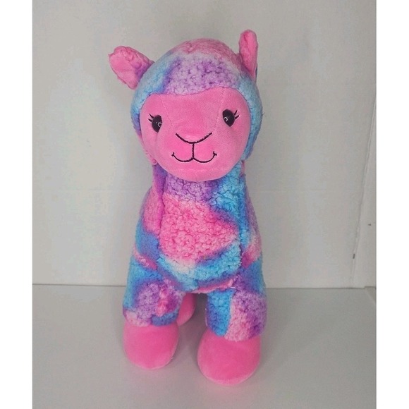 Build-A-Bear Workshop Other - Build A Bear Tie Dye Llama Plush‎ Stuffed Animal Toy 15" Fuzzy Alpaca Pink Blue